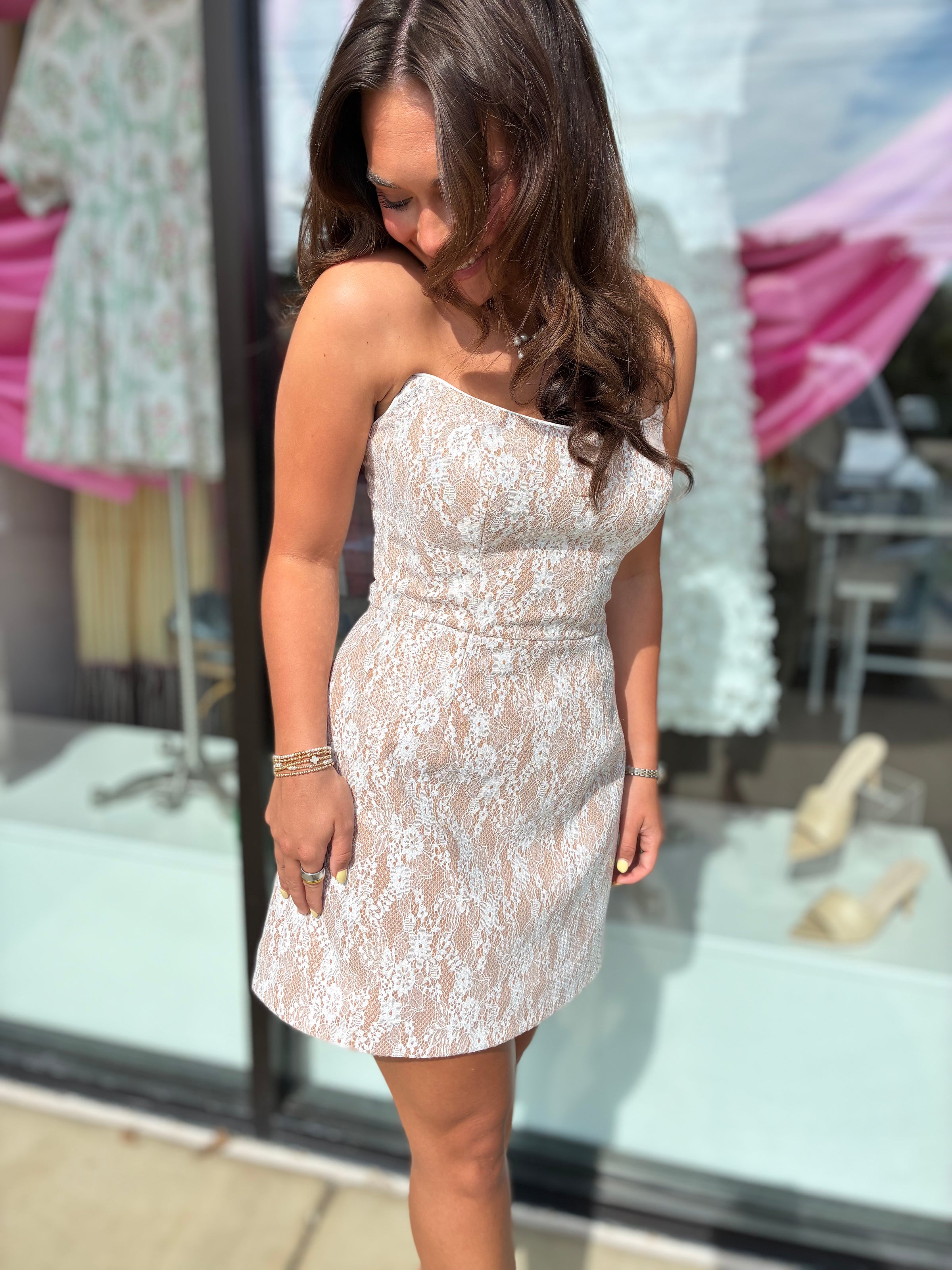 Dress the Population | Amity Dress in White Lace