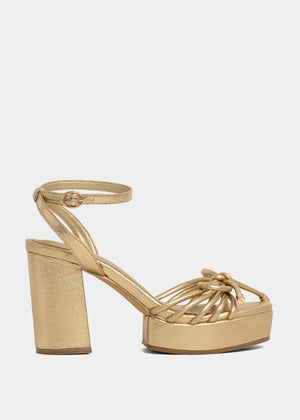 Shushop Gold Metallic Edith Platform Heel