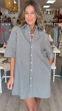 Karlie | Black Check Shirt Dress (1 LARGE)