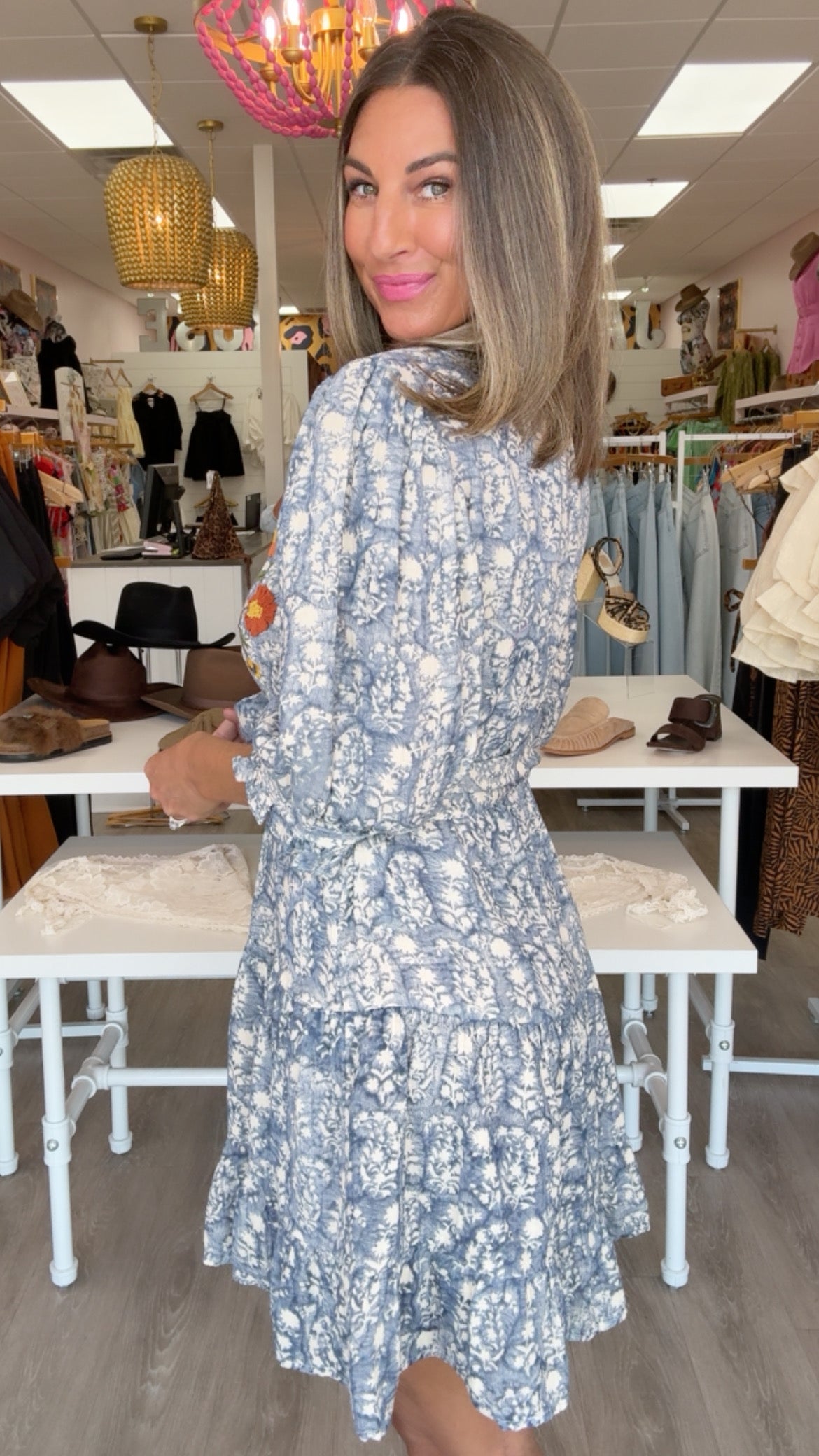 Ivy Jane | Blue Floral Embroidered Mini Dress