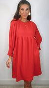 Ivy Jane Red Shirred Sleeve Dress