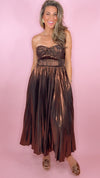 ASTR Ascella Metallic Brown Midi Dress