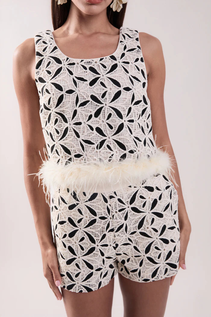 Endless Rose | Crochet Lace Feather Short Set