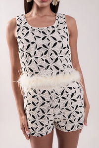 Endless Rose | Crochet Lace Feather Short Set