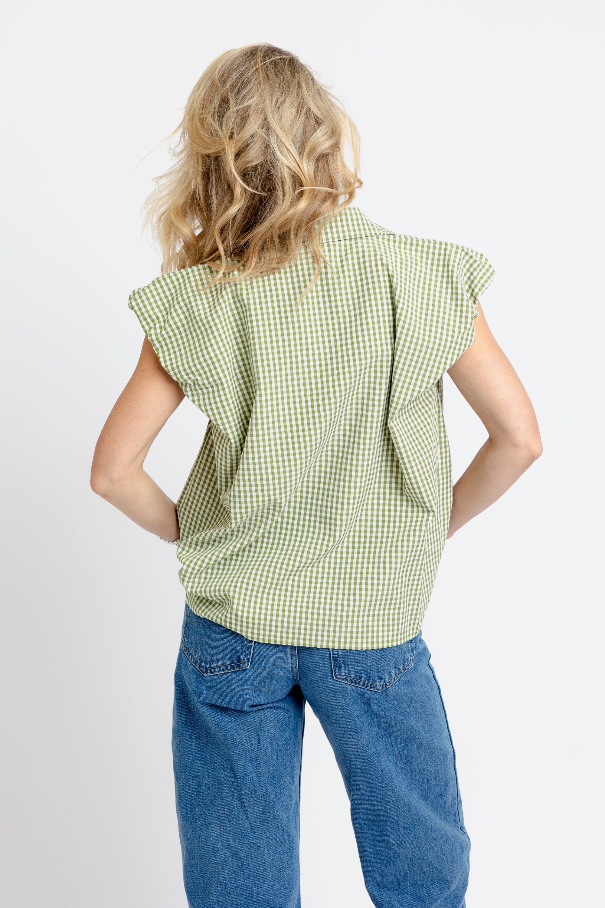 Karlie | Citrine Poplin Bubble Sleeve Button-Up Top