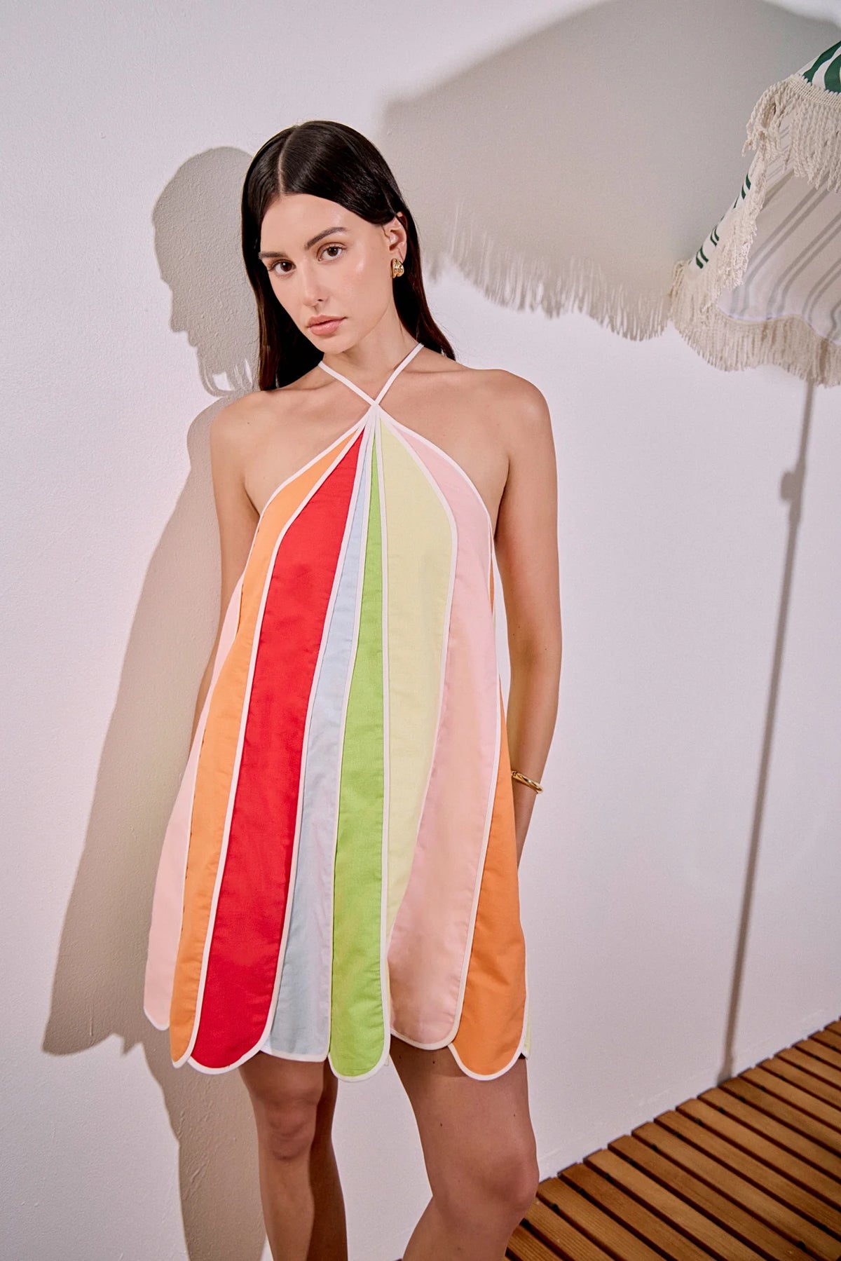 English Factory | Colorblock Petal Halter Mini Dress