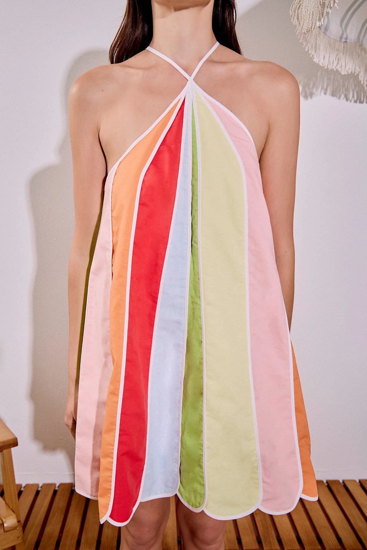 English Factory | Colorblock Petal Halter Mini Dress