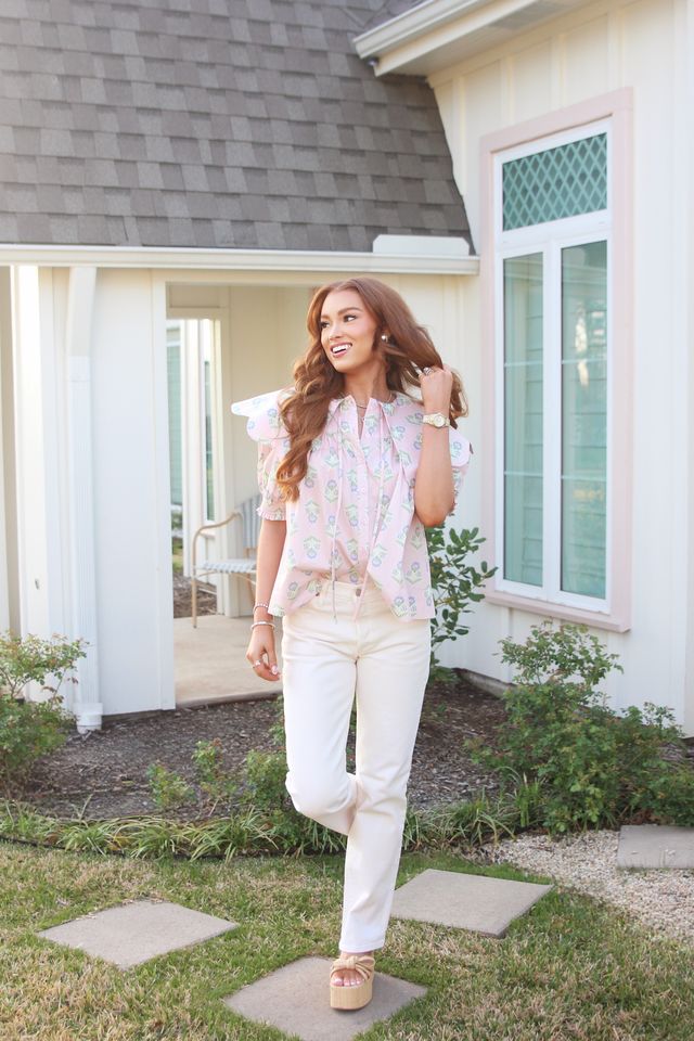 Karlie | French Floral Novelty Collar Top