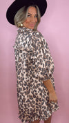 Karlie Leopard Puff Sleeve Denim Dress
