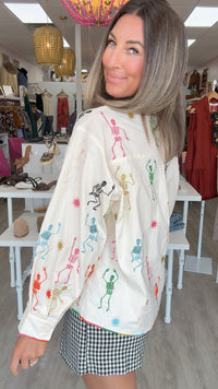 Queen of Sparkles | Skeleton Cotton Buttondown Top