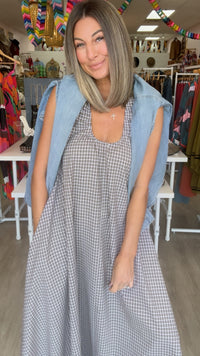 Karlie | Brown Check Scoop Maxi Dress