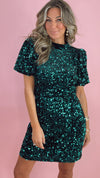 Karlie Emerald Sequin Open Back Dress