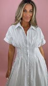 Striped Button Down Midi Dress