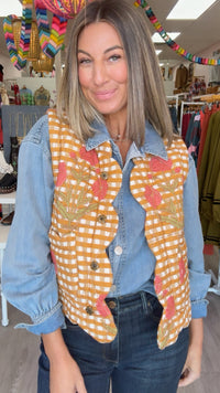 Ivy Jane | Gold Quilted Scalloped Edge Vest
