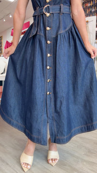 Zoe + Claire |  Dark Denim Maxi (1 MEDIUM)