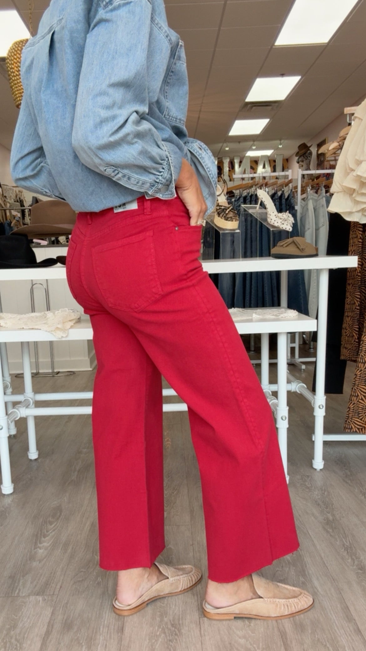 KUT | Meg High Rise Wide Leg in Ruby Red