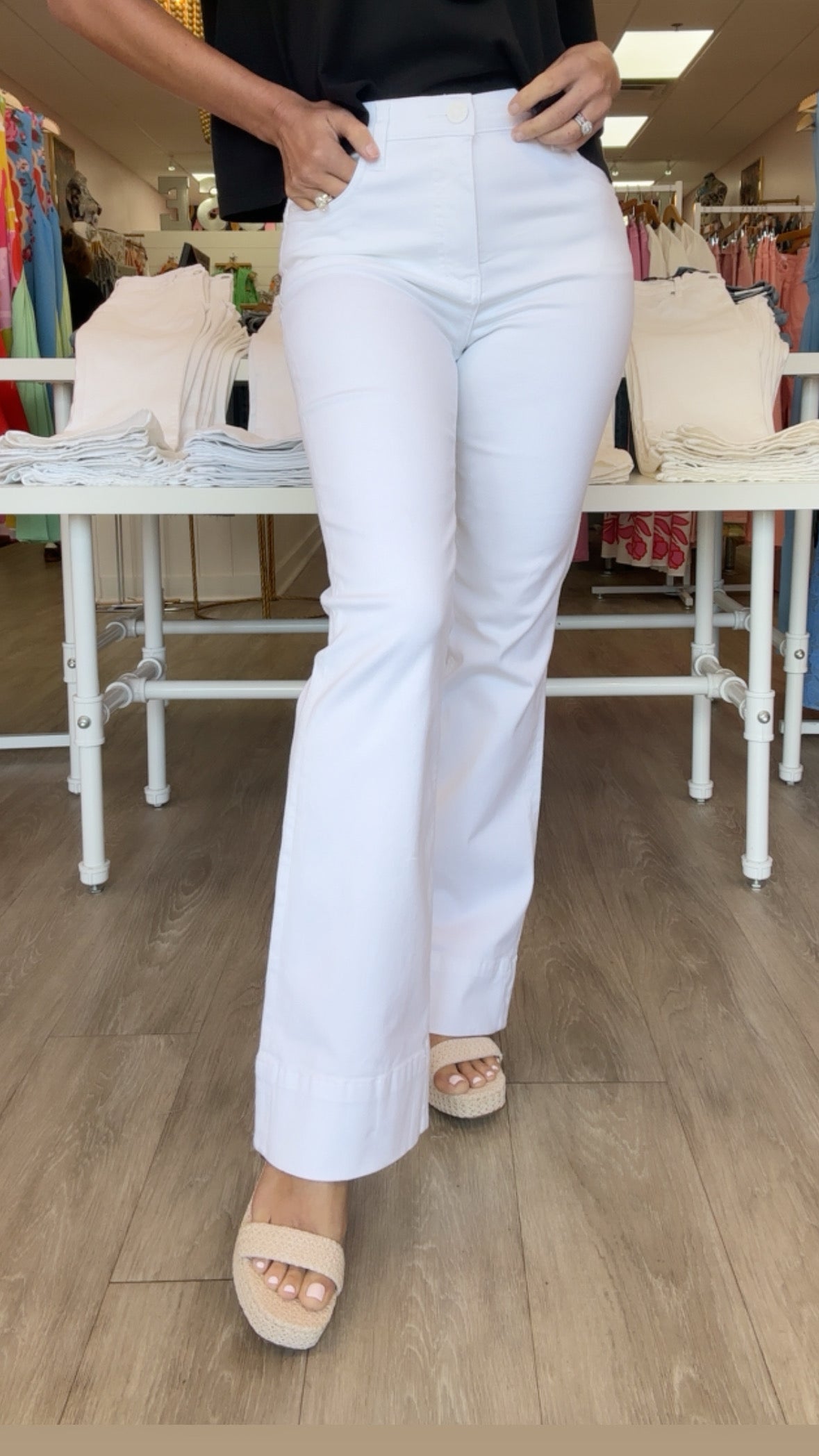 Kut | Stella High Rise Fab Ab Flare in Optic White