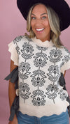 Charcoal Floral Mock Neck Sweater Vest (1 MEDIUM)