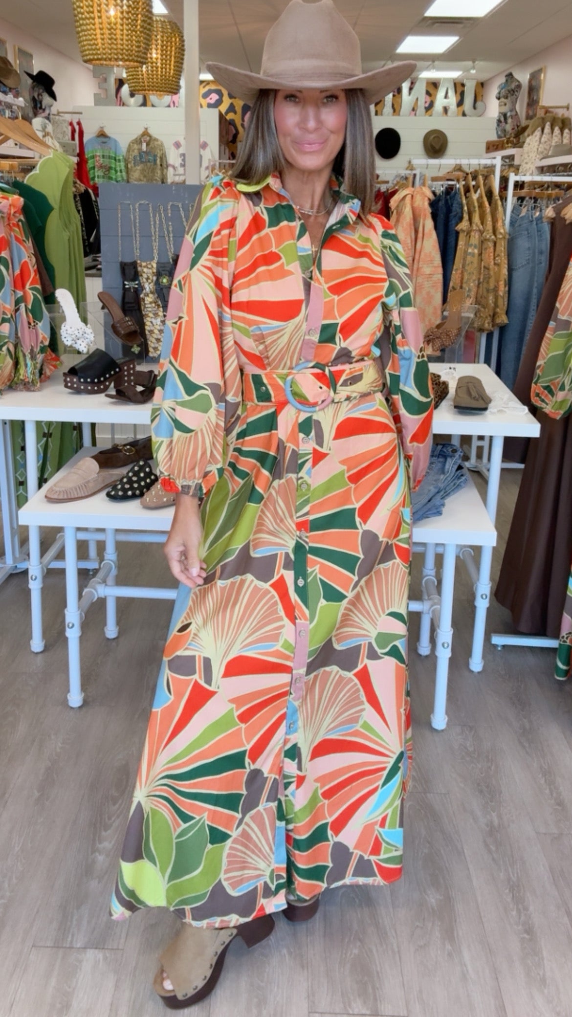 Karlie | Floral Puff Sleeve Maxi Dress w/ Belt