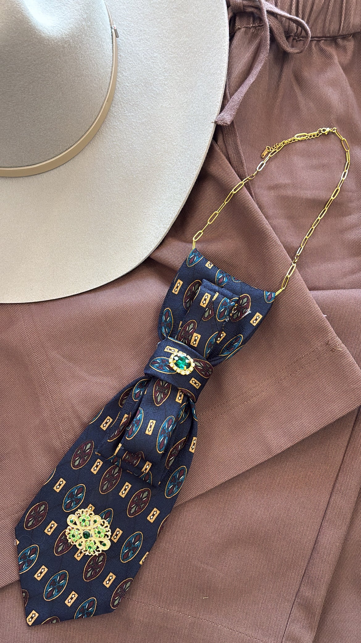 Tie-Necklace | Navy Print