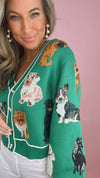 Queen of Sparkles Green Dogs Cardigan (XL)