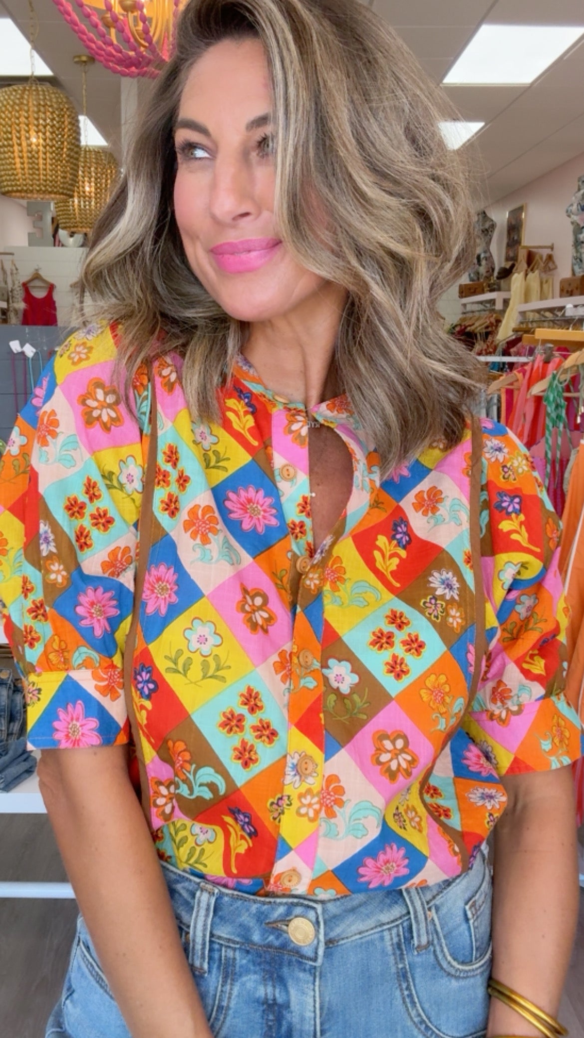 Ivy Jane Block Patch Floral Top