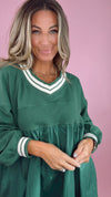 Hunter Green BabyDoll & Varsity Striped Dress