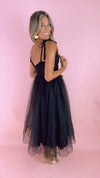 ASTR Karyme Black Sweetheart Neck Tie Shoulder Midi Dress