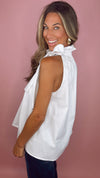Bridget White Tie Neck Top