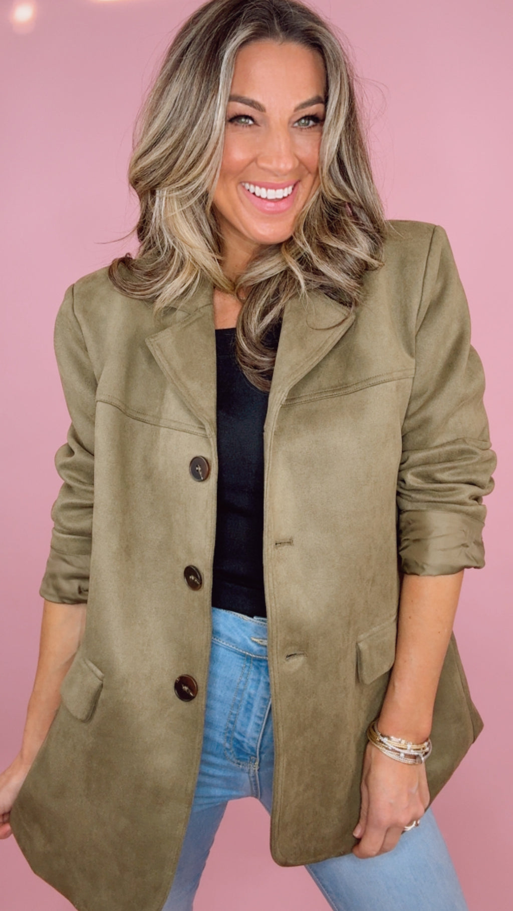 Olive Suede Blazer