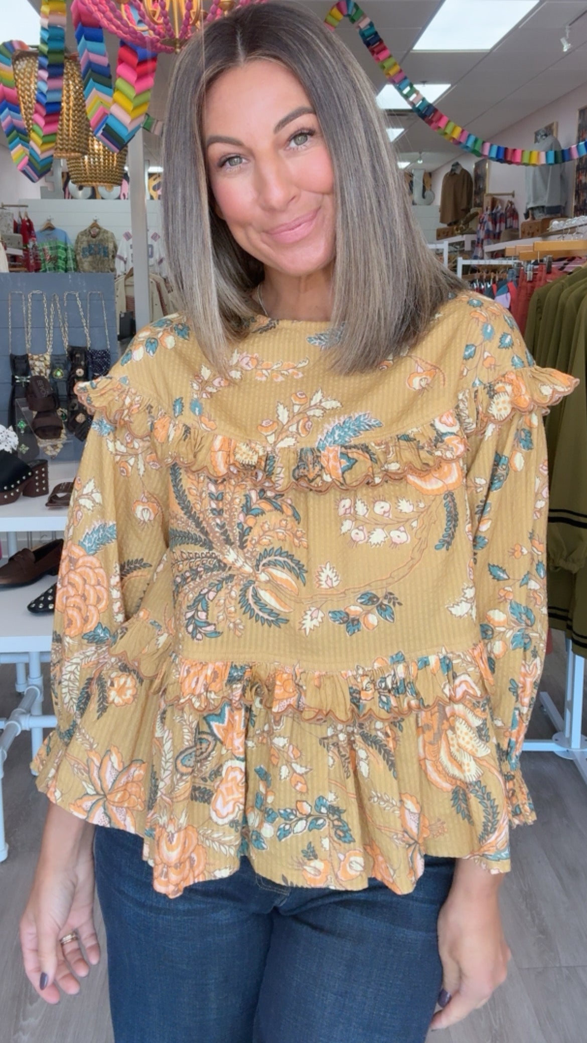 Ivy Jane | Gold Tiered Scalloped Top