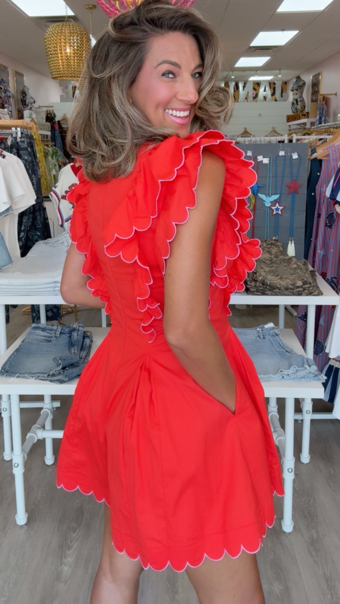 Karlie | Red Ruffle Romper (1 SMALL)
