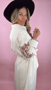 Sandshell Floral Embroidered Tie Waist Midi Dress