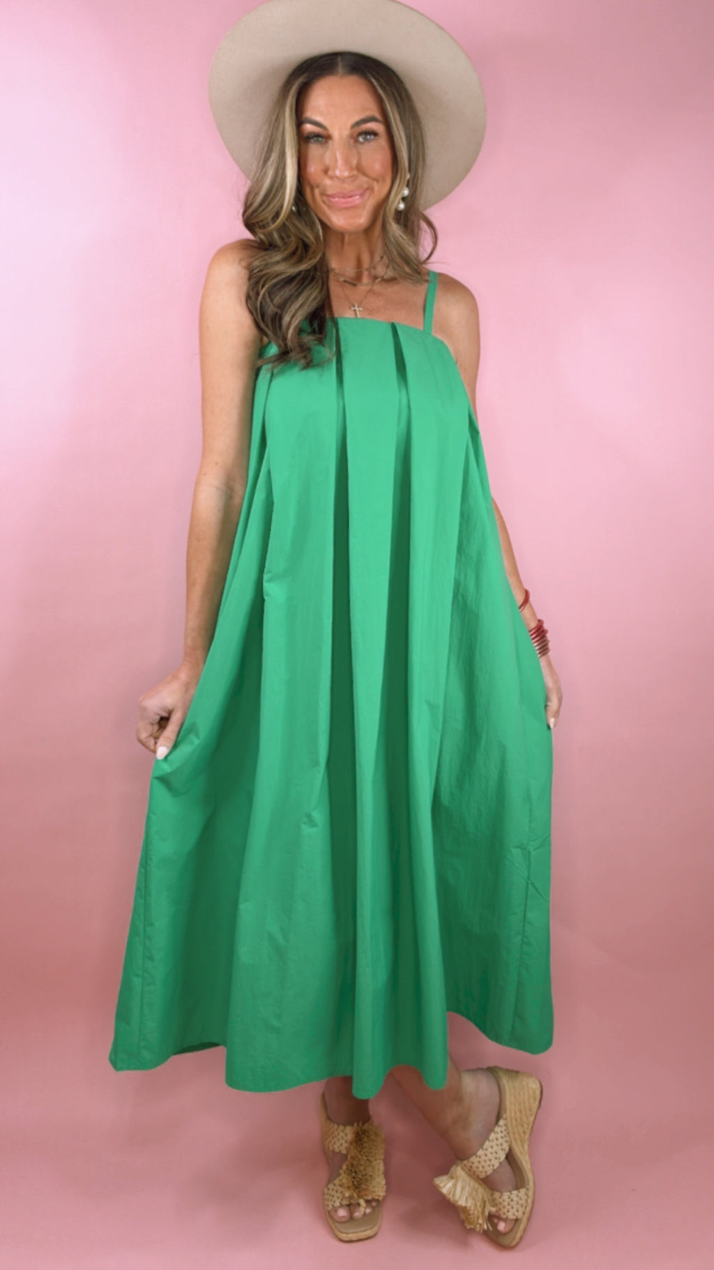 THML Solid Green Poplin Midi (1 XS)