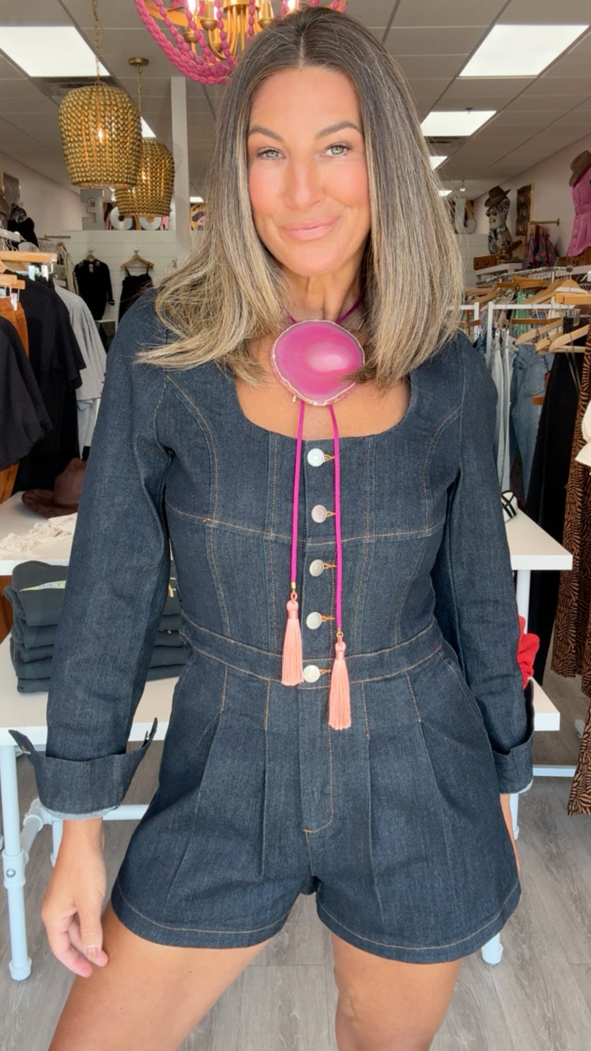 Stretchy Denim Romper