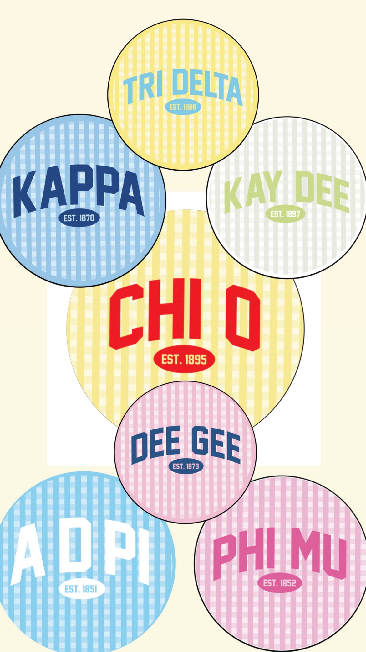 3 inch Gingham Sorority Buttons