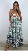 English Factory Zebra Print Brown Multi Maxi Dress