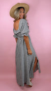 Rylee + Cru Navy Check Birdie Midi Dress