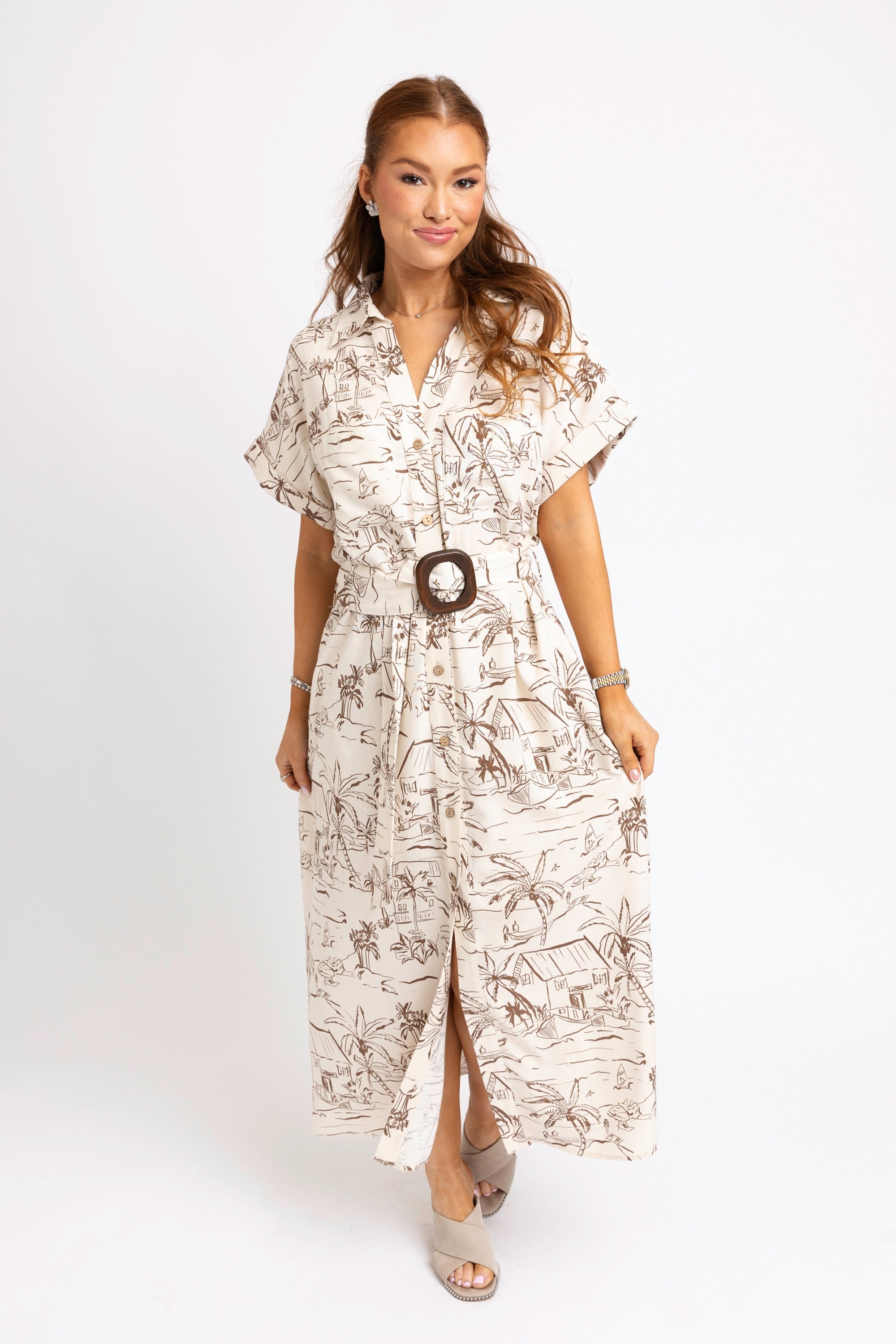 Karlie | Baha Coconut Hut Shirt Maxi Dress
