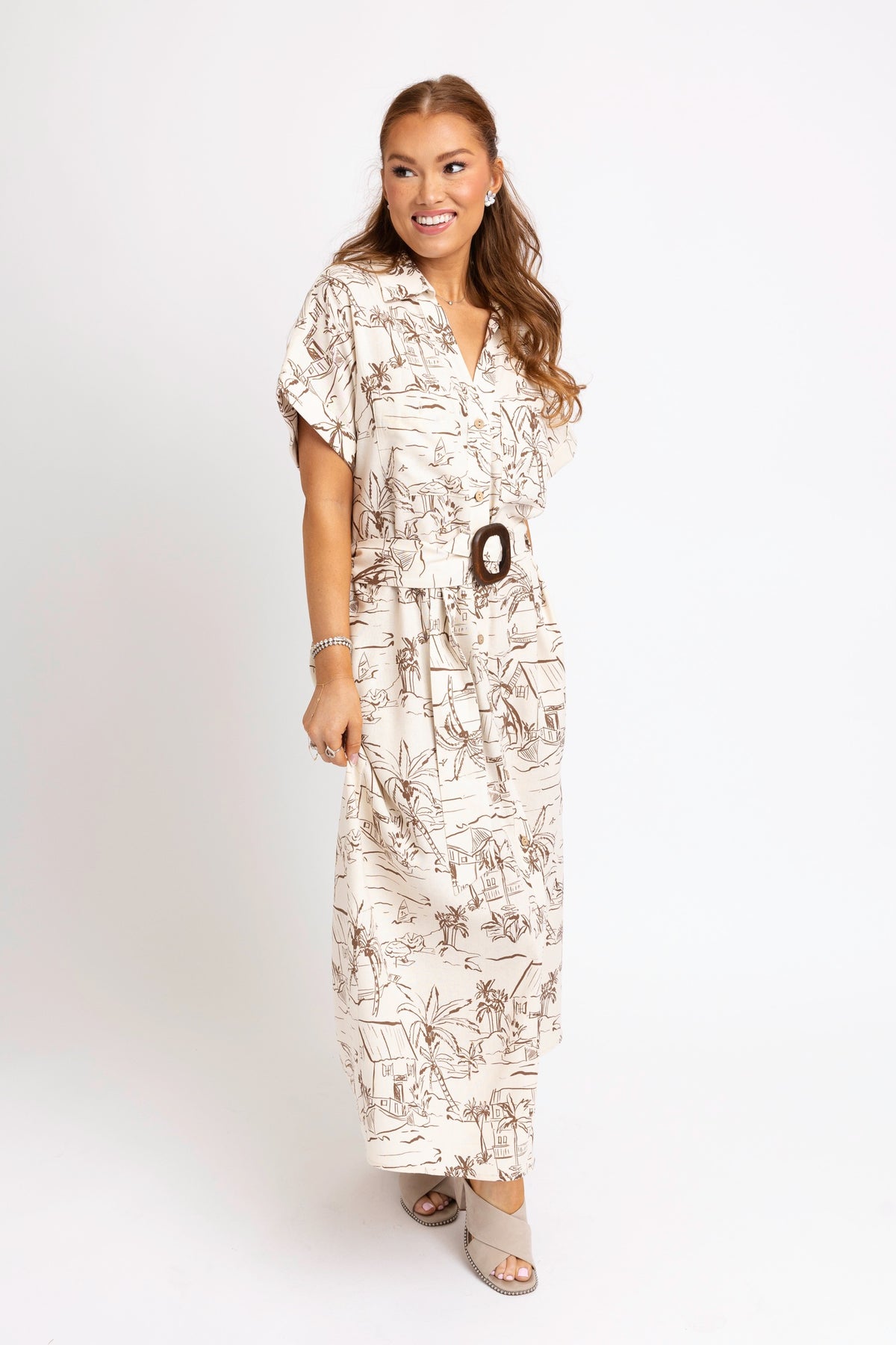 Karlie | Baha Coconut Hut Shirt Maxi Dress