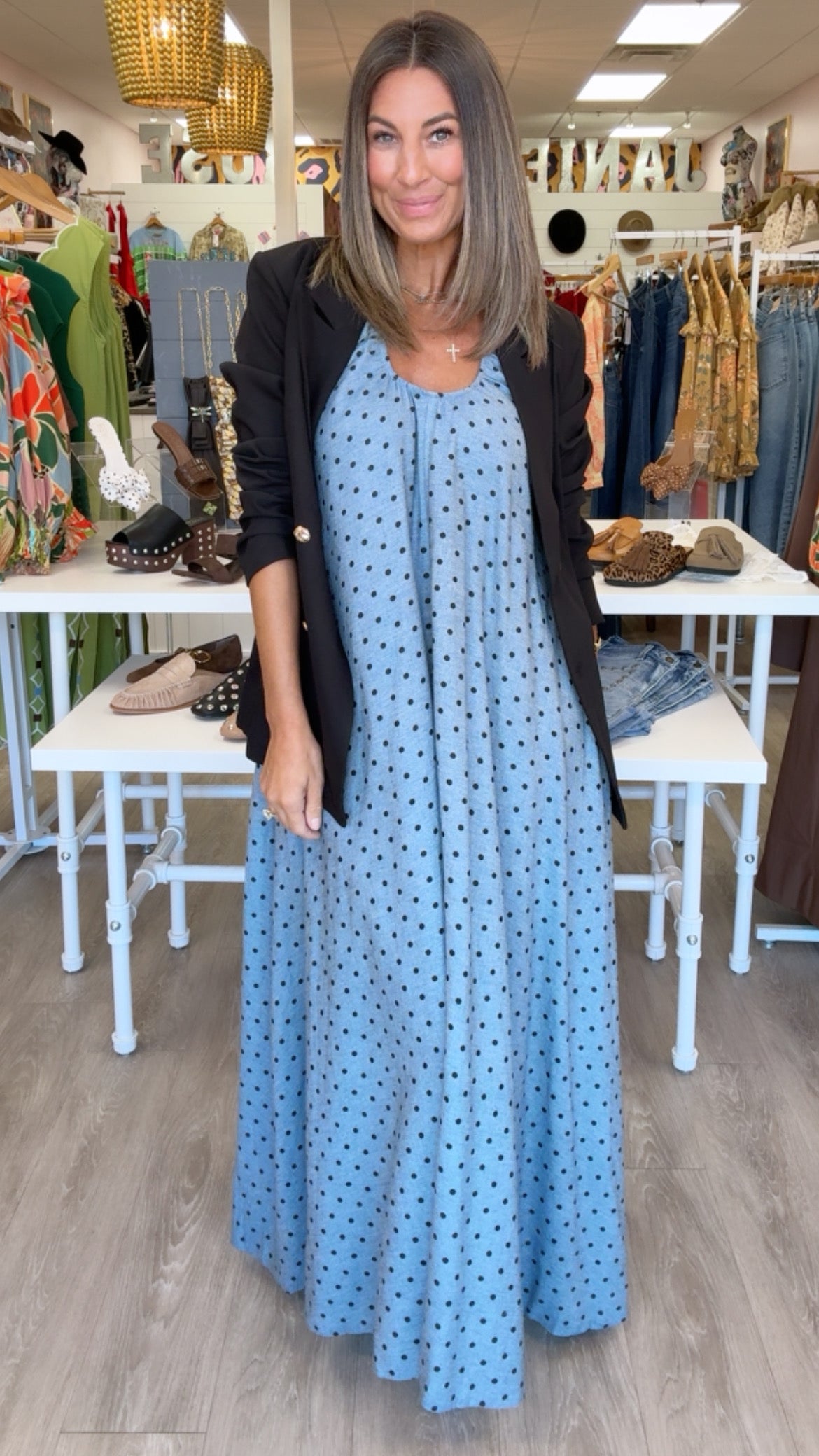 Karlie | Denim Polka Dot Scoop Maxi