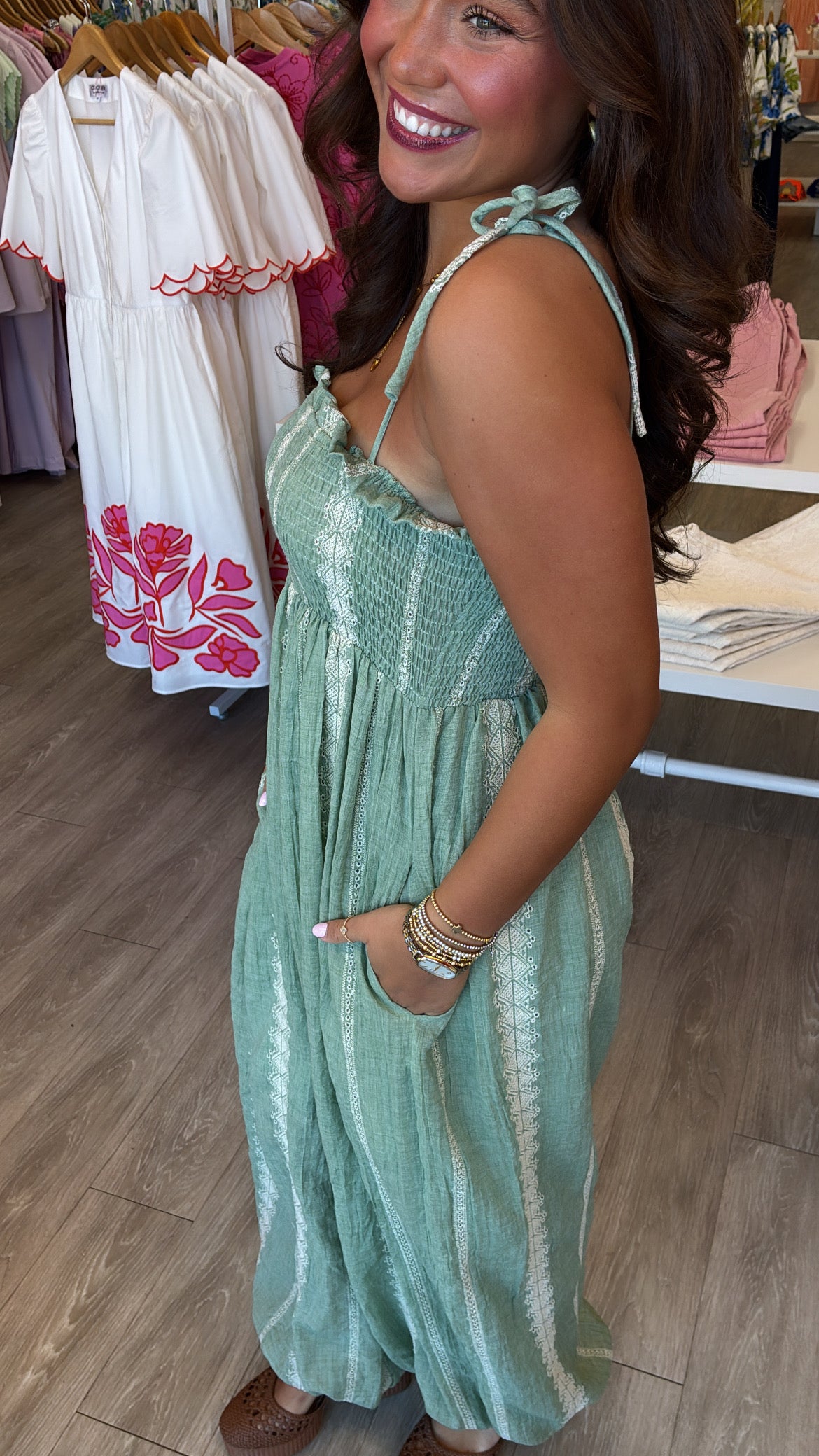 Green Printed Jumpsuit