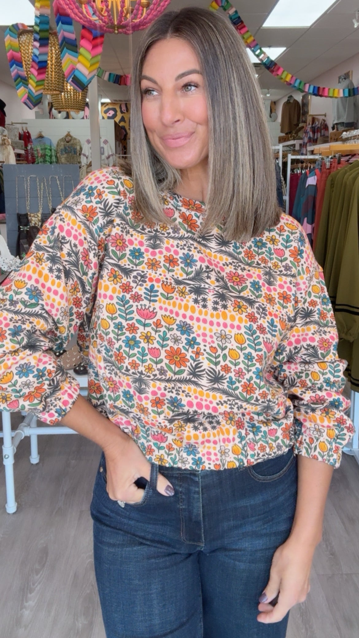 Ivy Jane Multi Crewneck Sweatshirt in Garden Print