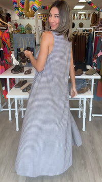Karlie | Brown Check Scoop Maxi Dress