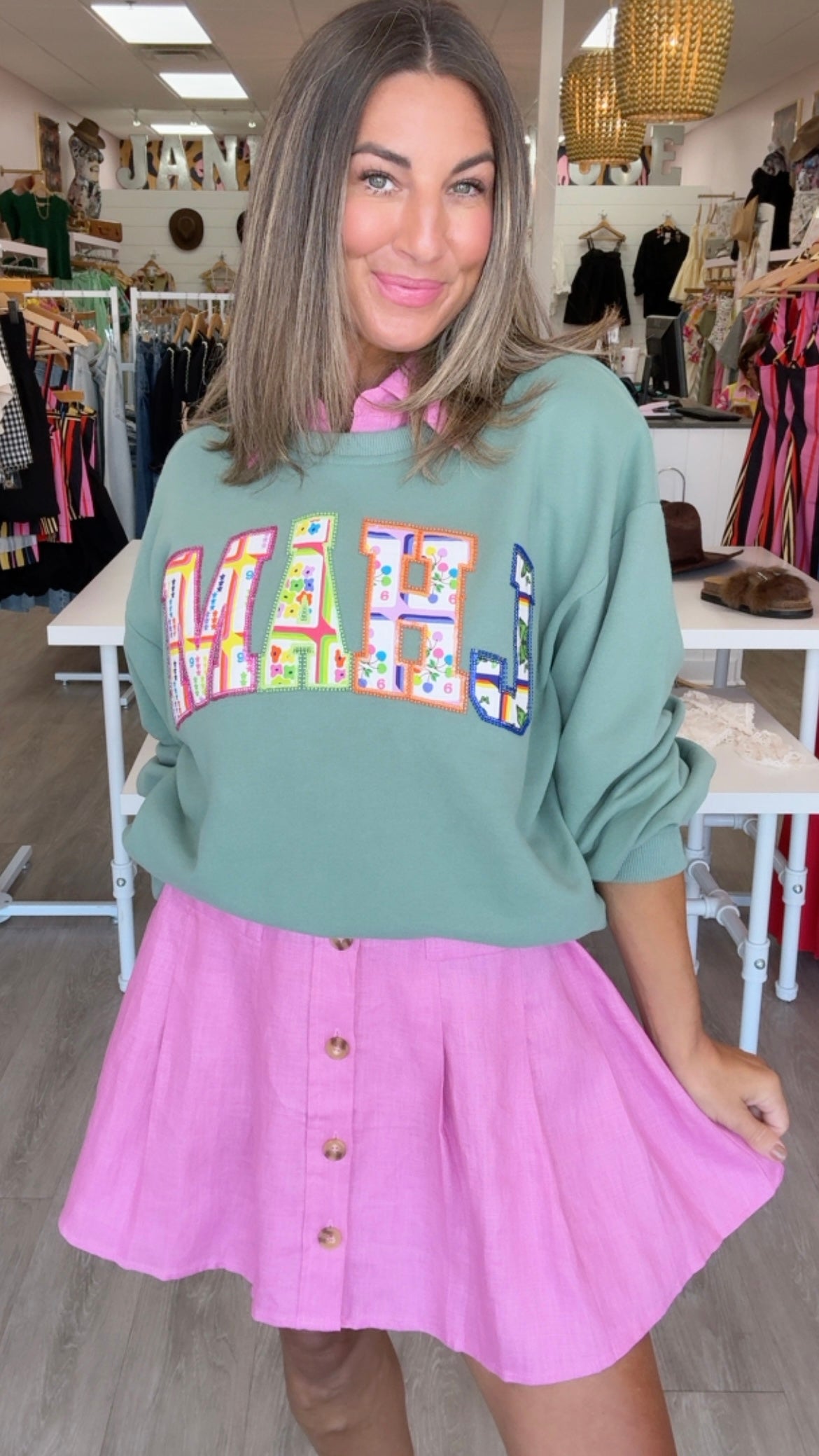 Queen of Sparkles Green MAHJ Sweatshirt (1 LARGE)