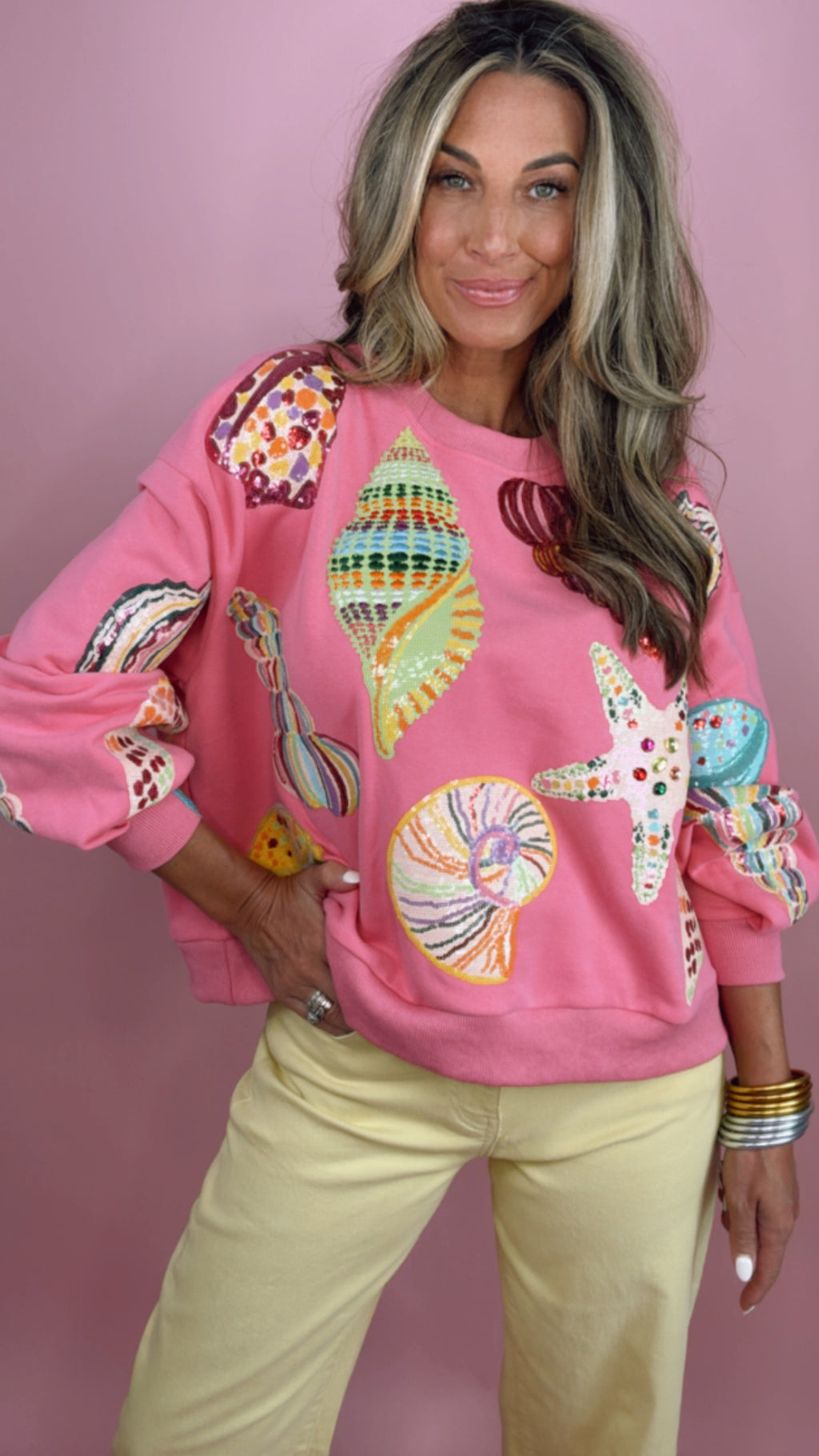 Queen of Sparkle Pink Shell Sweatshirt