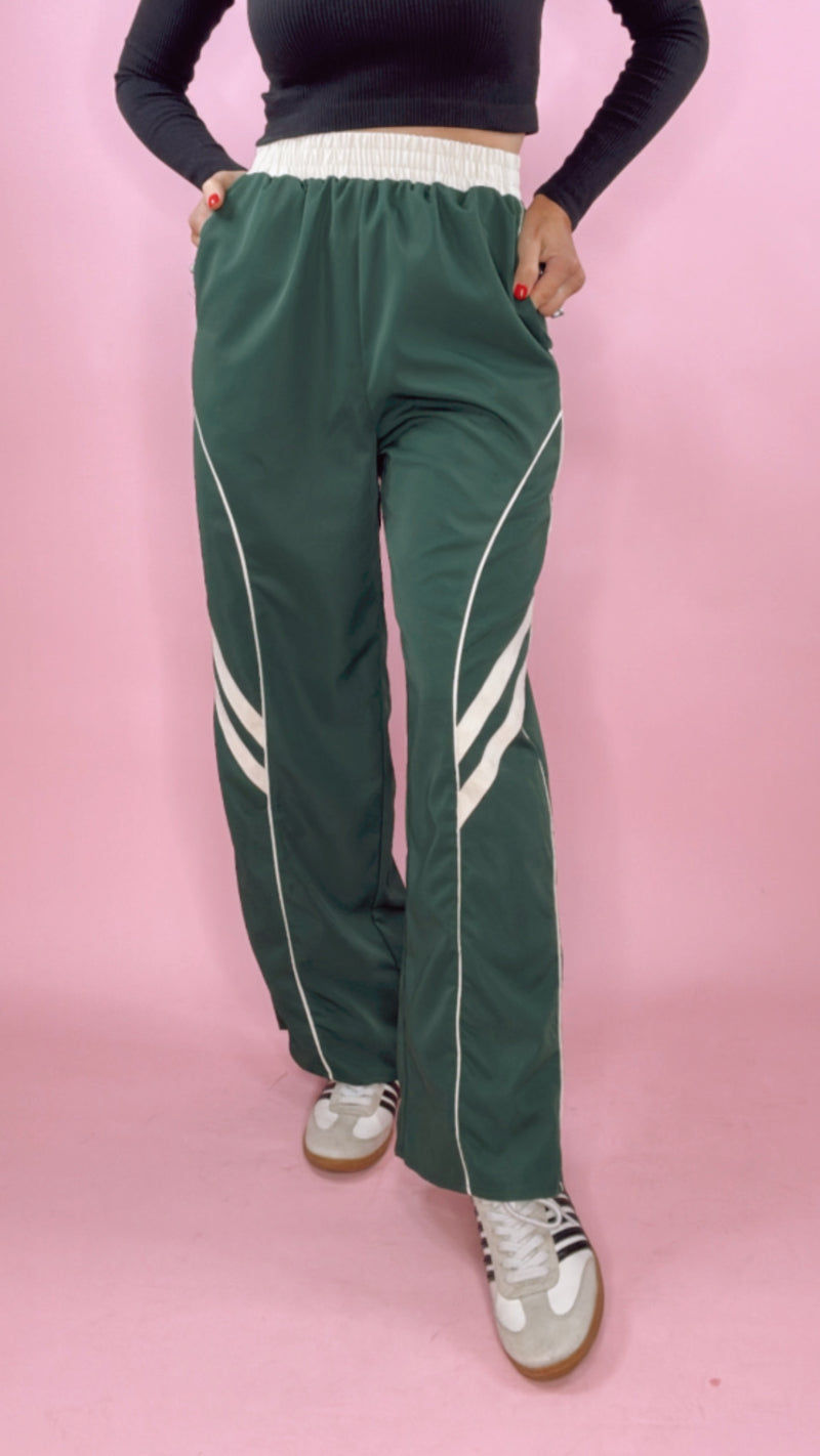 Forest Green Side Piping Track Pants