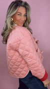 Pink Tie Front Quilted Jacket