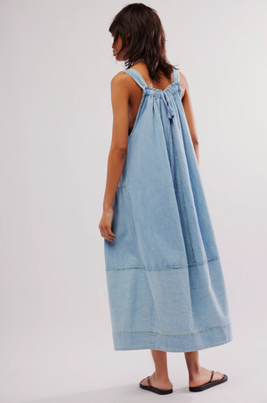 Free People Machu Denim Midi Dress in Frost