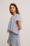 Free People Truly Yours Blouse in Blue/Ivory Combo